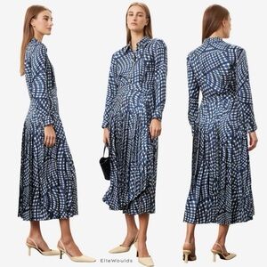 Tory Burch $798 Pleated Silk Dress 100% Silk A-line US Size 12